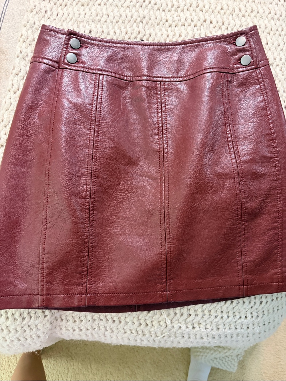 Free People Faux Leather Mini Skirt in Wine brown